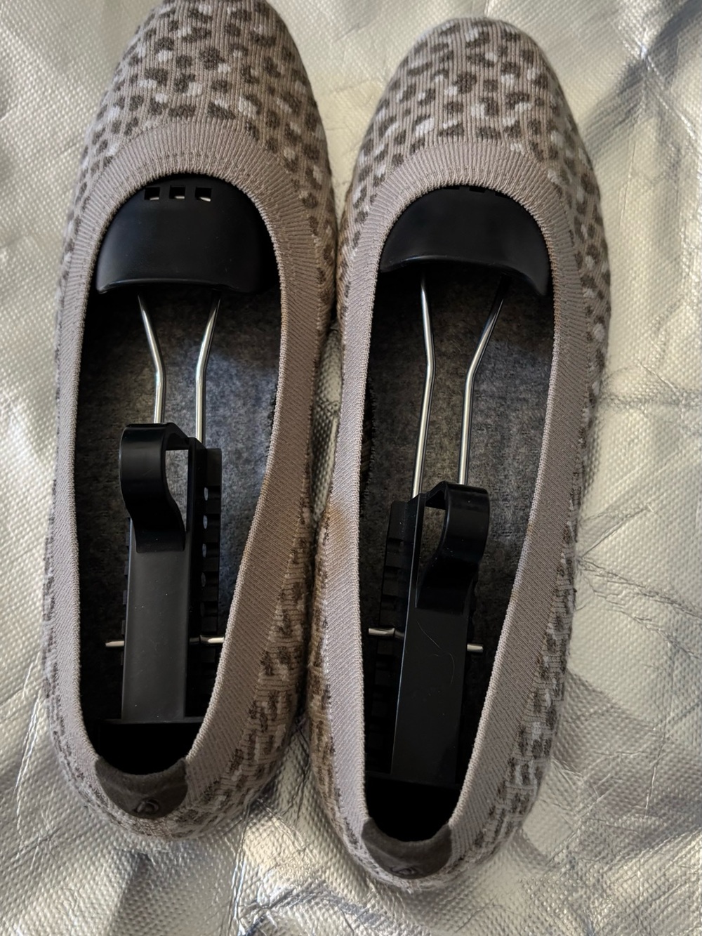 allbirds Taupe Leopard Knit Slip-On Ballet Flats 8.5